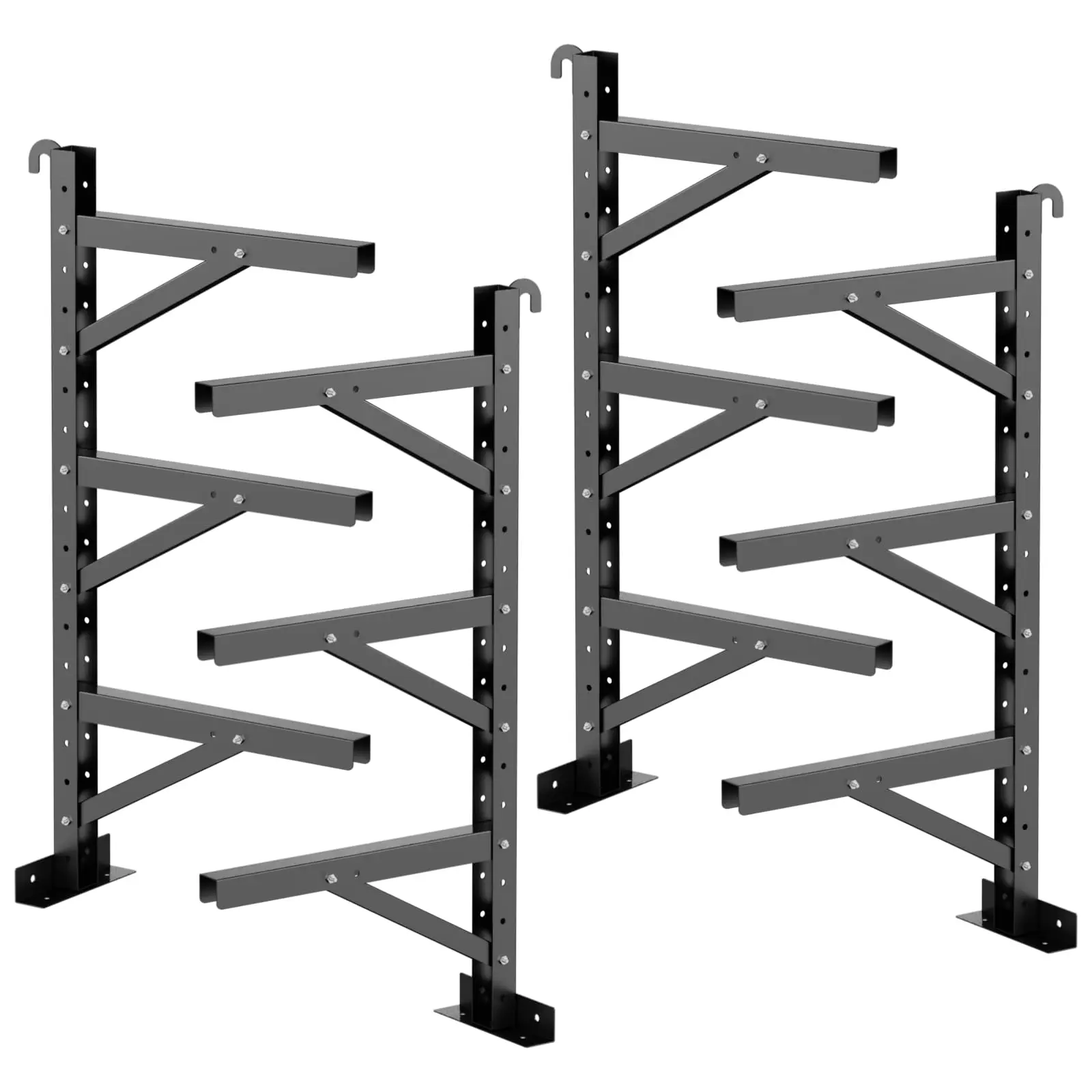 Shipping Container Shelving Brackets, 4-Pack Heavy-Duty Hanging Shelf Brackets - 3-Tier Adjustable Vertical Supports - No-Drill Mount - 1100 lb Capacity