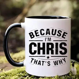1 Chris themed ceramic coffee cup - white, machine washable, reusable thermos, suitable for both men and women - an excellent gift for coffee enthusiasts