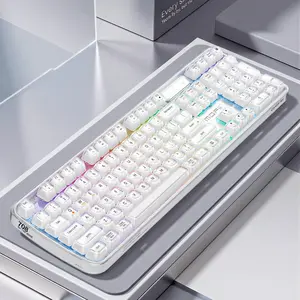 MOFii 708 Ice-Clear Transparent Tri-Mode Wireless Keyboard, Two-Color Injection-Molded Keycaps, RGB Backlit Bluetooth & Wired Office Keyboard
