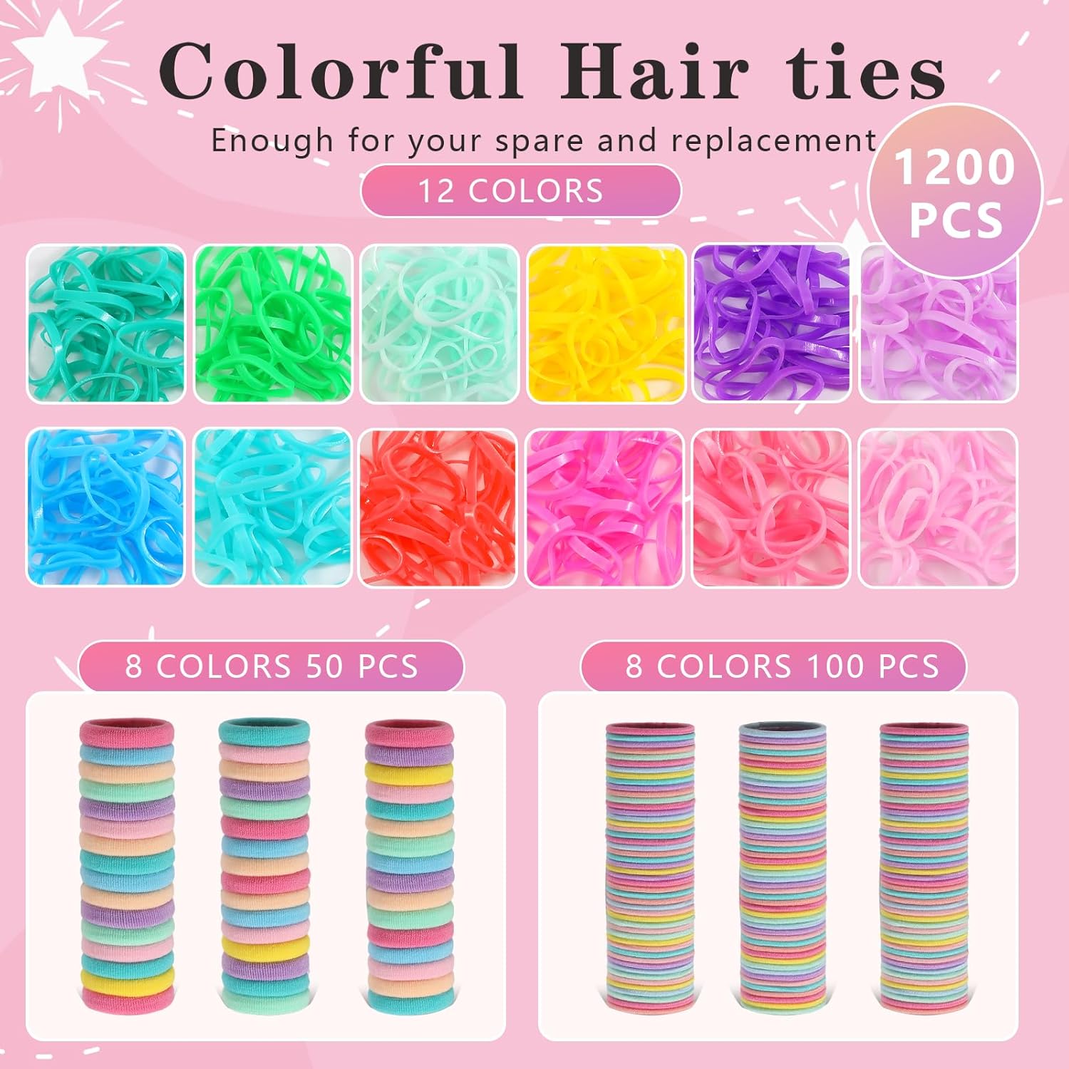 THE WELL KEPT Hair Accessories for Girls, 1350P Colorful Hair Ties with 44P Hair Clips, Glitter Butterfly Hair Clips for , Hair Wax Stick, Butterfly Hair Claws, Hair Barrettes with Hair Comb Set & Organizer Box