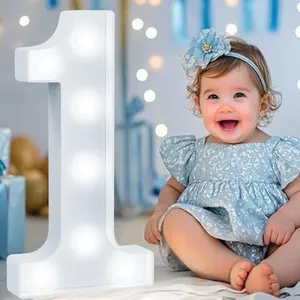 1st Birthday Decorations for Girls Boys, Large 12.6 in Tall Light Up Numbers for Table Wall Decor, Big Marquee Number 1 for First Birthday Gift Anniversary Decoration, Cool White