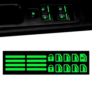 1 PC Car Switch Window Button Stickers, Control Switch Night Light Stickers, Car Night Safety Luminous Lifter Modification Decals, Universal  Most Cars (Fluorescence Green)