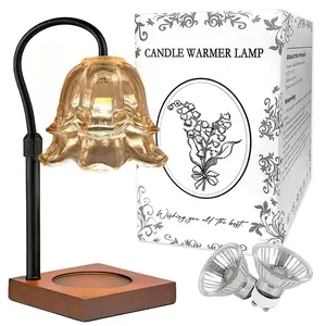 Bell Shape Candle Warmer Lamp Adjustable Height Dimmable 2H4H8H Timer Flameless Smokeless Electric Bedroom Home Decor Gift for Mom Stepless Dimming Wax Melter With Spare Bulbs