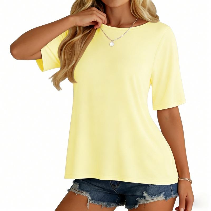 4 Pack Women's Half Sleeve Top,Elbow Length T Shirt,Oversized Round Neck Tee,Summer Casual Tops,Multi-piece set, multi-color set 4 Pack Women's Half Sleeve Top,Elbow Length T Shirt,Oversized Round Neck Tee,Summer Casual Tops,Multi-piece set, multi-color set