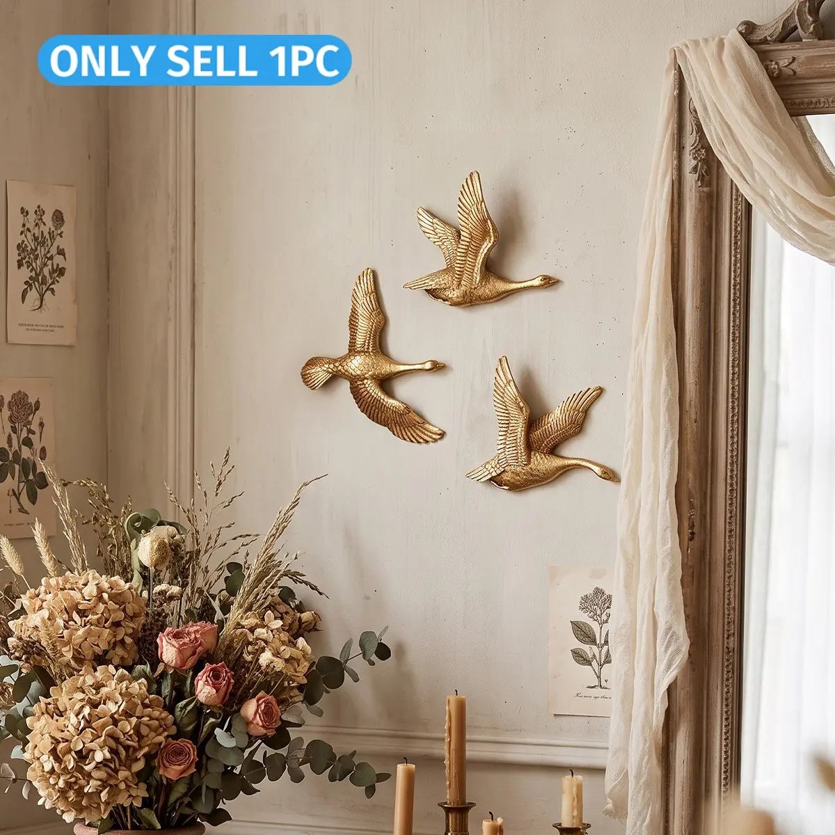 French Flying Goose 3D Wall Hanging, Luxury Wall Decor, Style Art Wall Decoration, Bird Wall Ornament, Wedding Gift, Home Decor