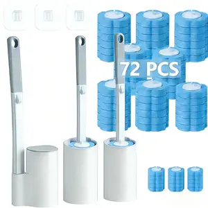 Disposable Toilet Brush and Holder Set - Blue Ocean Fresh Scent, Extended Handle with Cleaner Refills for Bathroom Toilet Bowl Cleaning