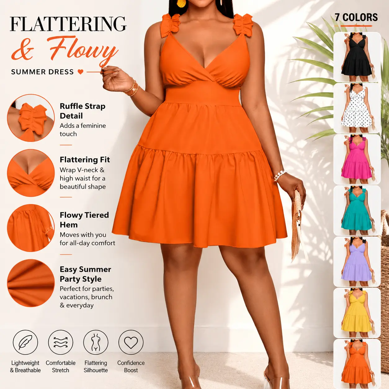 Summer Elegant Chic Sexy Solid Color Women's Dress, Plus Size Sleeveless High Waist Knee Length, Fashionable Slim-Fitting Ladies' Clothing