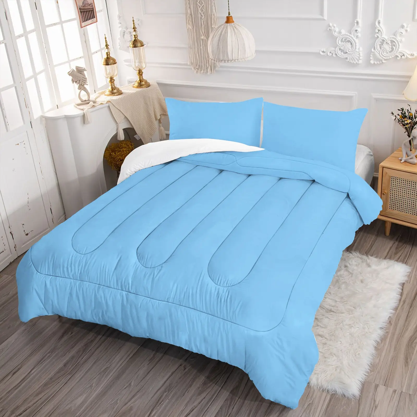 Solid-Color, Affordable Luxury Bedding Set—A Classic, Versatile Comforter Set ( 1 Quilt + 1 Or 2 pillowcase) Suitable for Adult Or Children'S Bedrooms. Soft, Comfortable, and Perfect For Modern Minimalist Home DéCor (Available In 15 Colors).