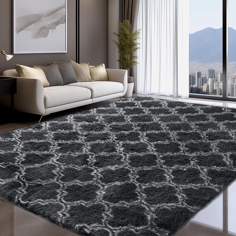 FAMVAL Large Size Plush Rugs Big Fluffy Area Rug Non-slip Soft Shaggy Carpet Mats for Livingroom Bedroom Nursery Home Decor Gray Lantern Christmas gifts