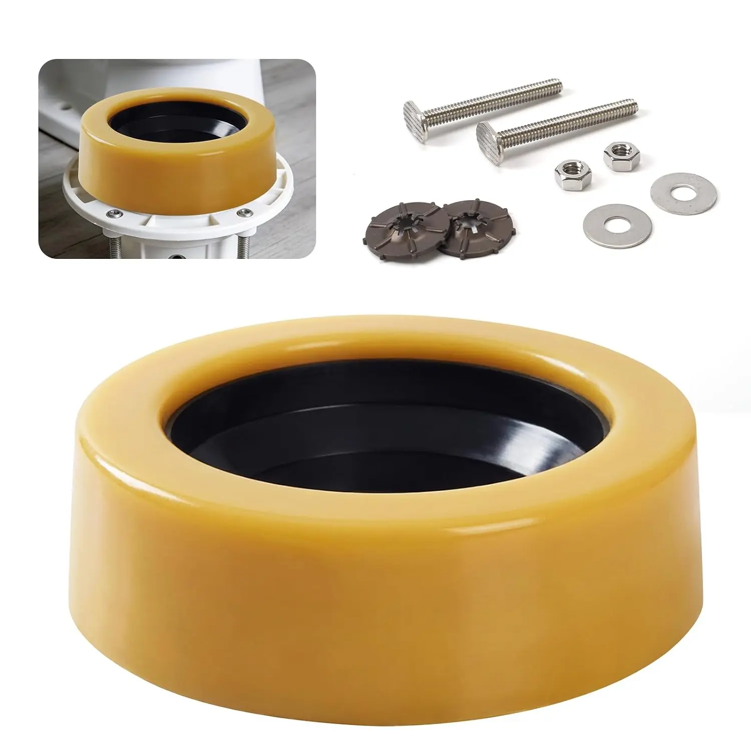 Extra Thick Toilet Wax Ring Kit with Flange & ,  Toilet Seal Fits 3 & 4in  Lines, Leak Proof & Odor Resistant, for  Installation or Toilet Re-Seating
