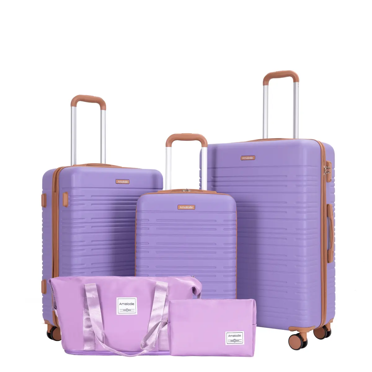 Fahuac 5-Piece Hardside Luggage Set, Multi-Size 20/24/28 Inch Expandable Suitcases with Textured ABS Shell, Spinner Wheels & TSA Combination Lock,PCABS