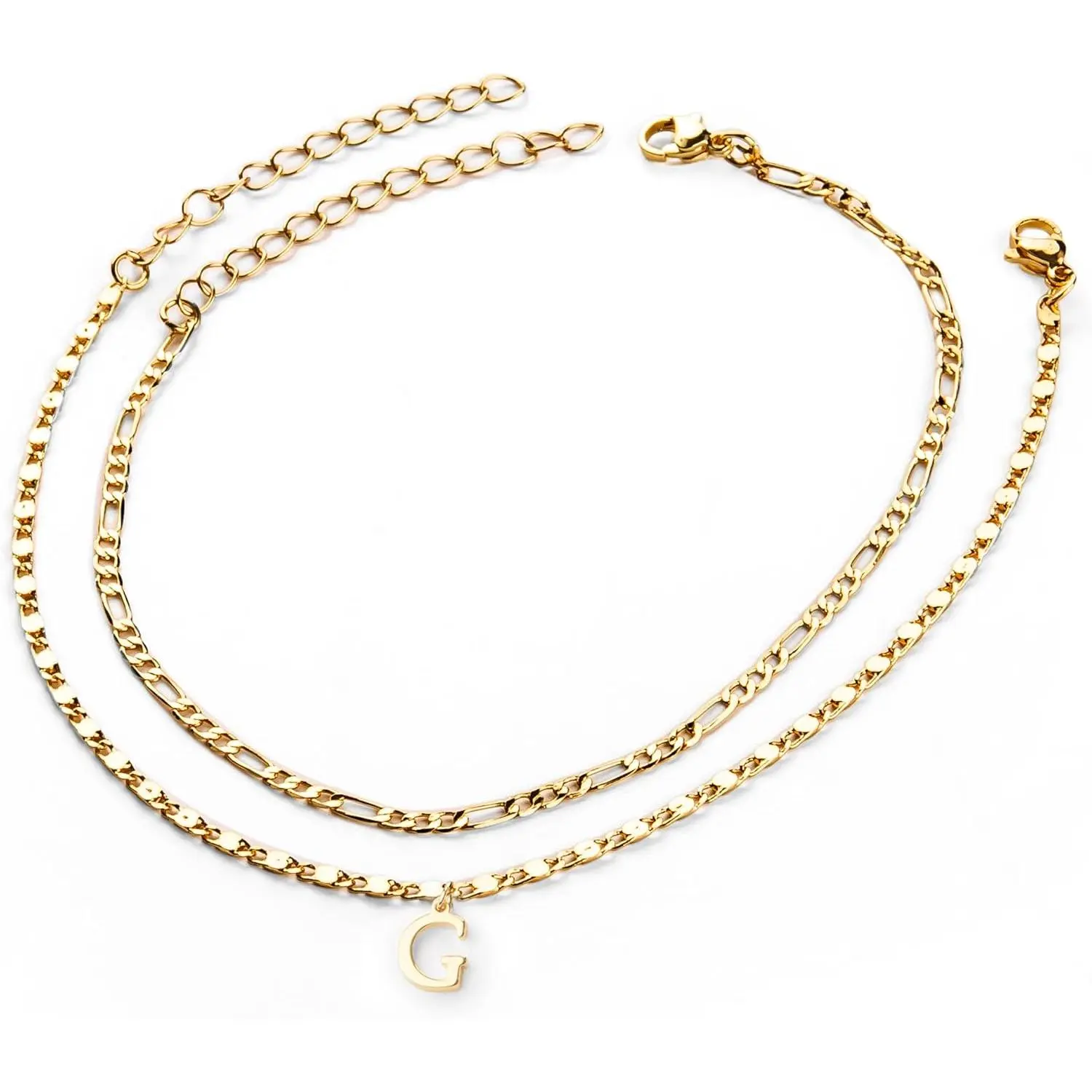 2 count  Anklet Anklets for Women Bracelet Bracelets   Plated Initial Letter Anklet  for Women