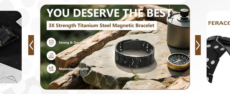 Jecanori Magnetic Bracelets for Men 3X Strength, Titanium Steel Bracelets with 3800 Gauss Neodymium Magnets