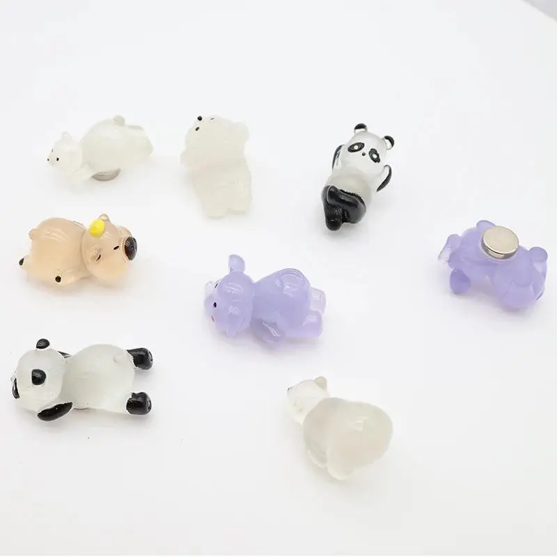 Glow in the dark Cartoon Animal Fridge Magnets Panda Dog Elephant Capybara Luminous Strong Magnetic Hook Push Pin for Home Decor