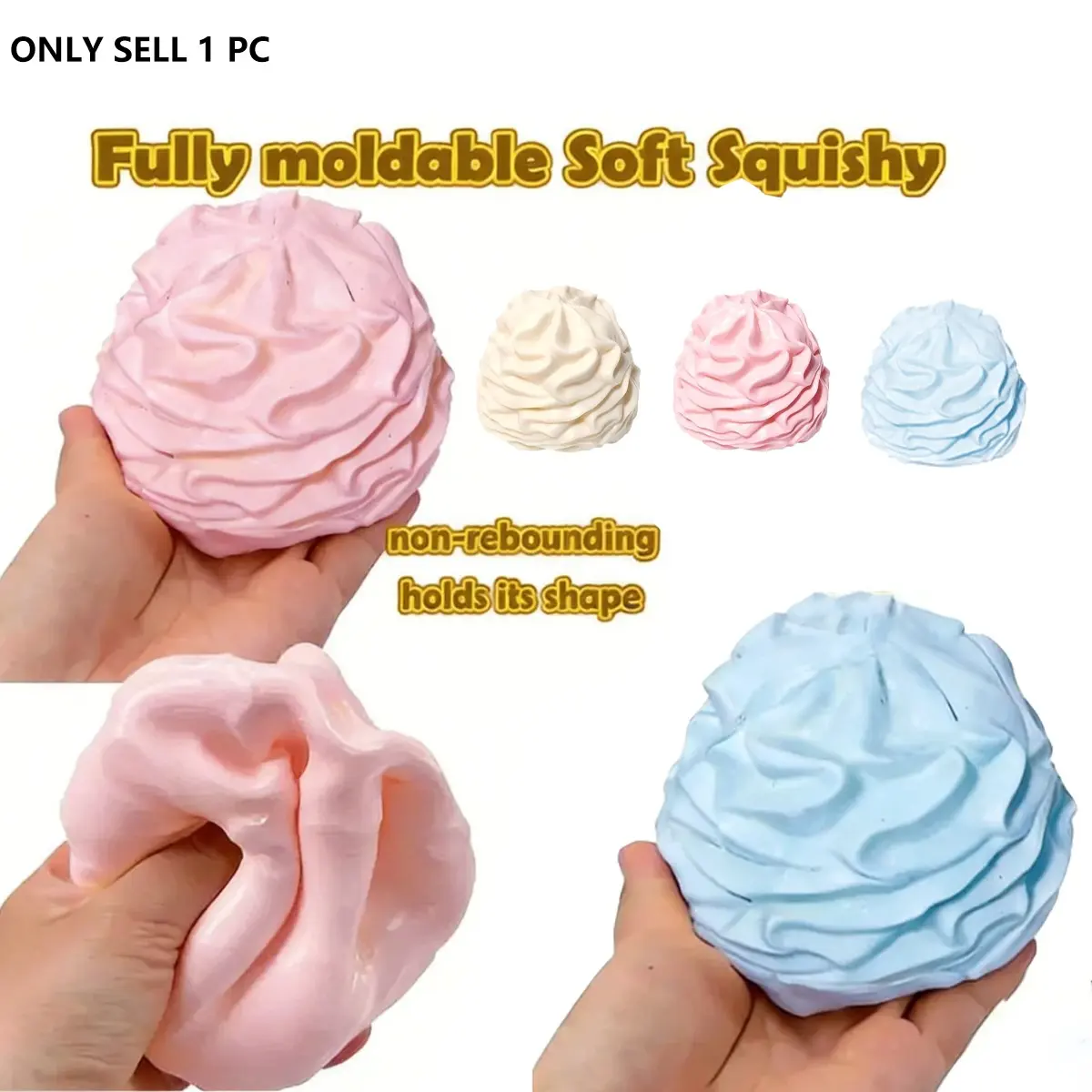 Creamy Roll Nip-n-Tuck, Coconut Oil Handmade Balls, Moldable, Ice Cream Stress Relief Toy, Perfect for Girls. Teenage Stress-Relieving Squeeze Toy, Gift, Squeeze Toy - Easter Gift - Birthday Gift - Christmas Gift - Holiday Gift