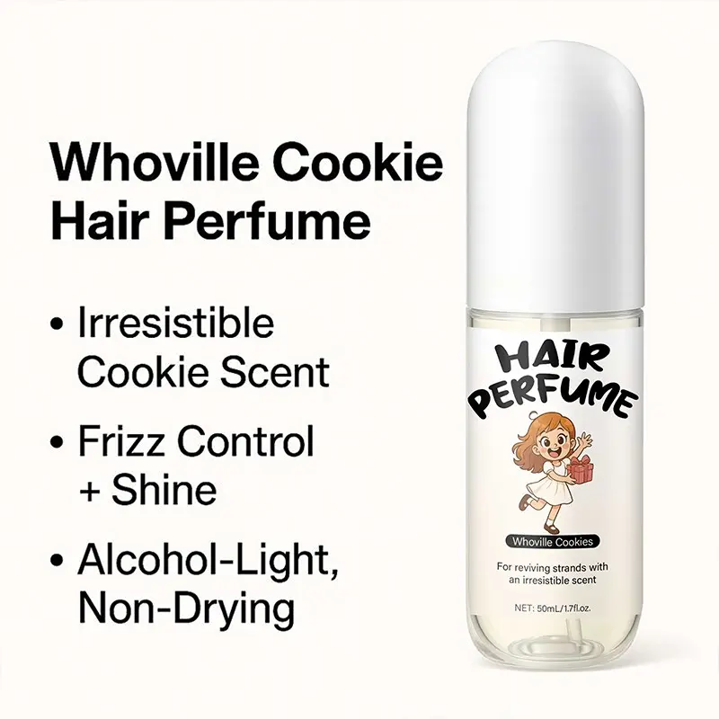 Whoville Cookies Hair Perfume for Women, 50ml/1.7fl.oz,Pecan, Caramel & Vanilla,Odor Eliminating Hair Mist,Hair Spray & Body Mist,Freshen Hair, Body & Pillows,Warm Cookie-Scented Hug