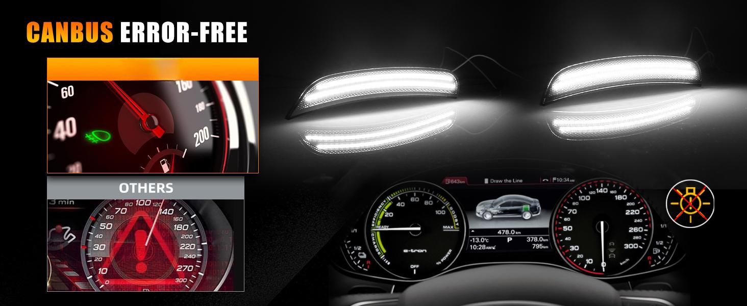 SUNDAY MIRTH Front & Rear Fender LED Side Marker Lights for Dodge Charger RT 2015-2023, [SUPER BRIGHT] 2-Row Lamp Beads Smoked Lens Side Bumper Marker Lamps, White LED Side Marker Turn Signal Lights, 4 PCS