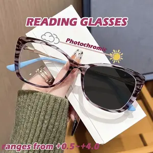New Photochromic Reading Glasses | Anti-blue light, farsightedness correction, UV400 protection, spring hinge temples, light luxury elegant cat- literary glasses frames, available in a variety of cool colors, automatically switch to tinted reading glasses