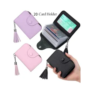 1PC Purple Faux Leather Slim Card Holder – RFID Blocking, Multiple Slots & ID Window. Compact Credit Case. Great Birthday & Mother's Day Gift for Her.  purse stuffers