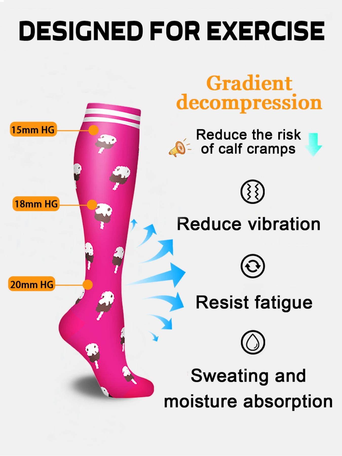 10 Pairs Unisex's Compression Socks, Athletic Running Socks, Sports Socks for Running, Nurses, Pregnant Women, Comfy Breathable Sports Socks for Daily Wear