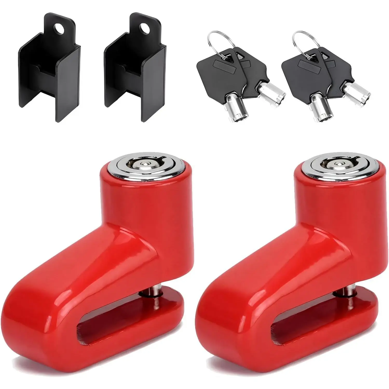 2 count  Disc  Lock, Anti- Mountain Road   Disc Padlock with , Heavy    Wheel  Lock for Bikes Scooters Motorbikes (Red)