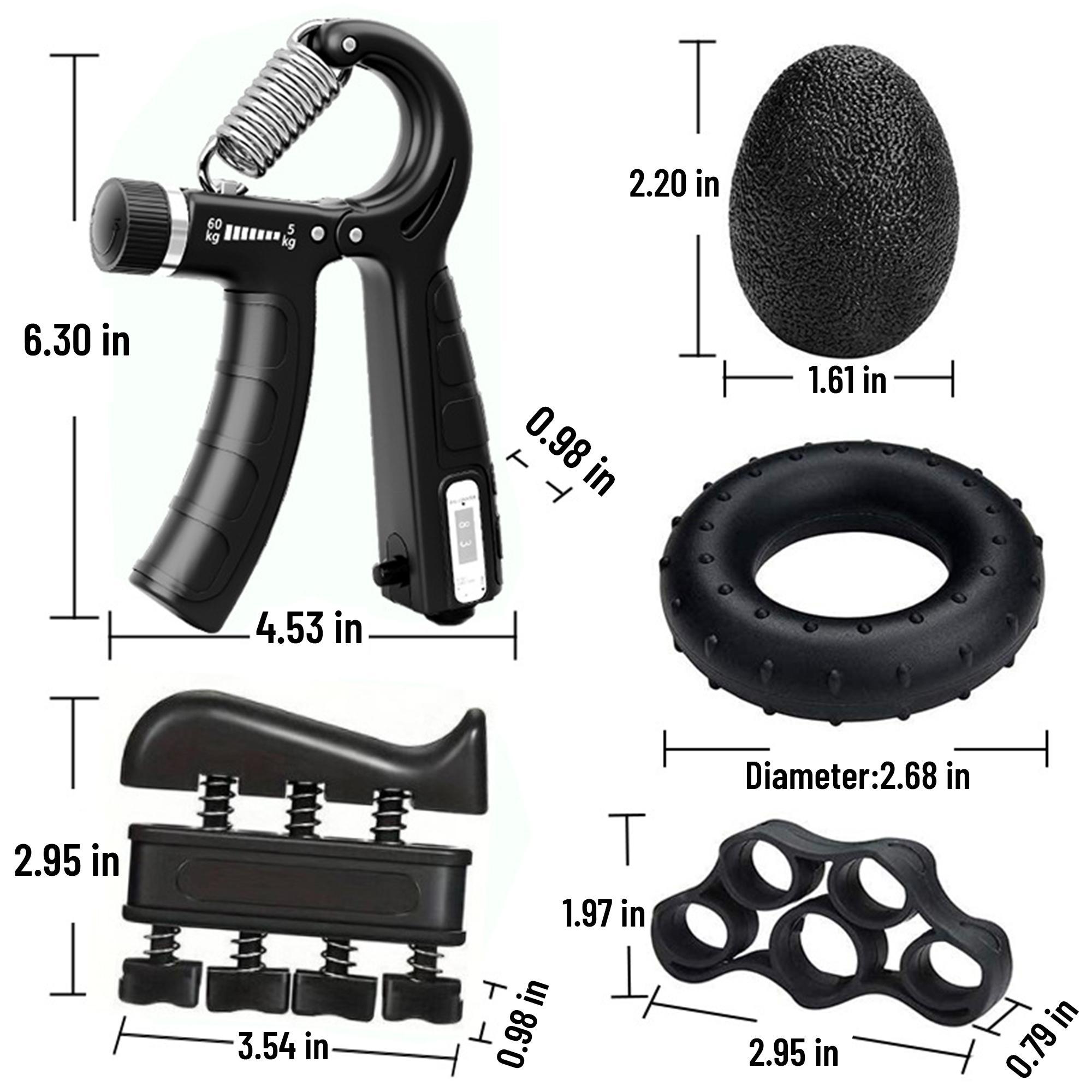 Adjustable 5-in-1 Hand Grip Set, Forearm & Finger Exerciser with