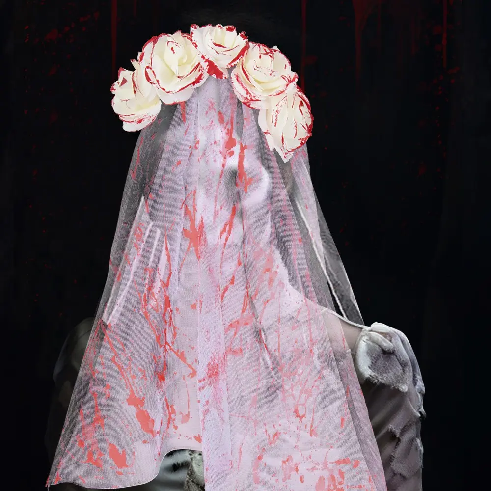 Gothic Victorian Bride Costume, Halloween Bridal Veil, Vintage Rose Gothic Dark Lace Bracelet, Ghost Bride Set, Theme Wedding, Halloween, Role Play