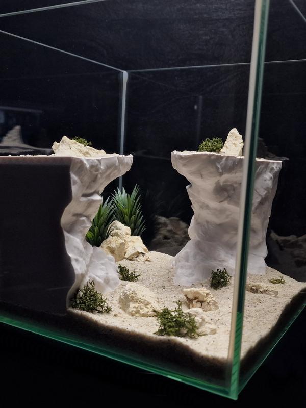 3D Printed Aquarium Rock Cave Decorations, No Assembly Required, Realistic Habitat for Reptiles, Small Fish, Aquatic Pets, Tank Accessories