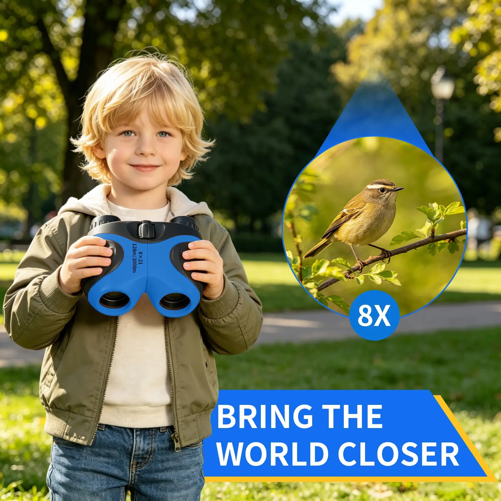 Kids Binoculars 8X21 | Lightweight Shockproof Outdoor Explorer Binoculars with Adjustable Focus & Soft Rubber Grip for Bird Watching, Hiking, Travel and Gifts MAGNIDOG
