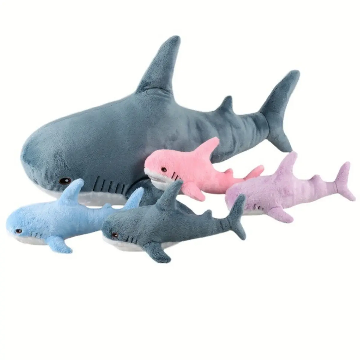 Mom & Baby Shark Plush Set, 1 Mommy Shark with Colorful Baby Sharks, Soft Ocean Shark Stuffed Animal Pillow, Cute Ocean Family Plush Toy Gift