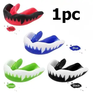 1-Piece EVA Cuttable Dual-Color Sports Mouthguard Boxing/Sanda Mouthguard Shark-Tooth Training Mouthguard Sports Mouthguard