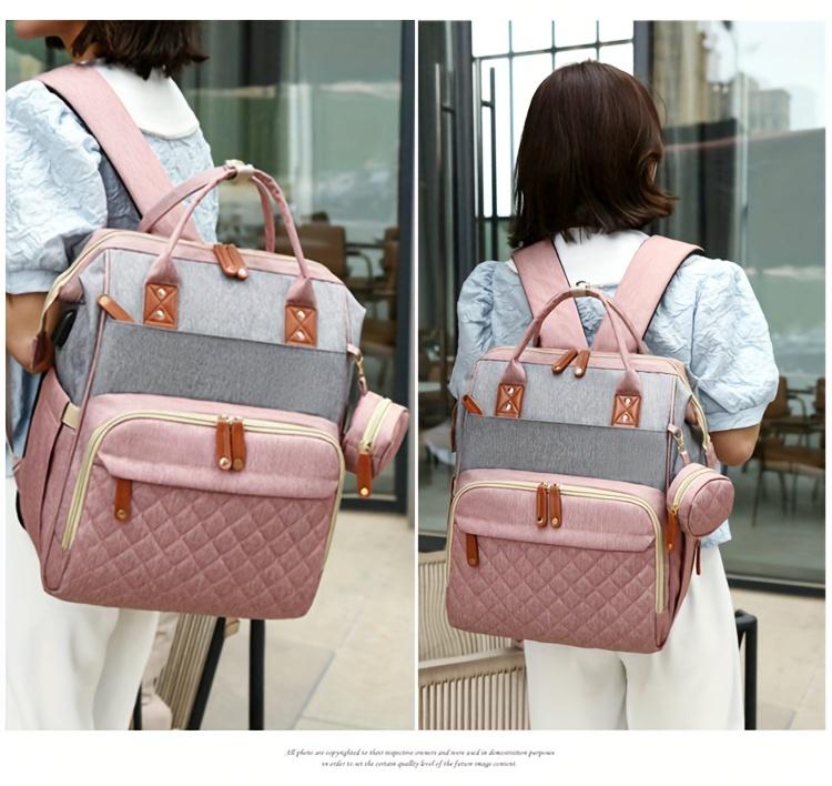 Large Capacity Women’s Multi-Layer Backpack with Adjustable Shoulder Straps, Stylish Nylon Diaper Bag for Outdoor Sports & Travel
