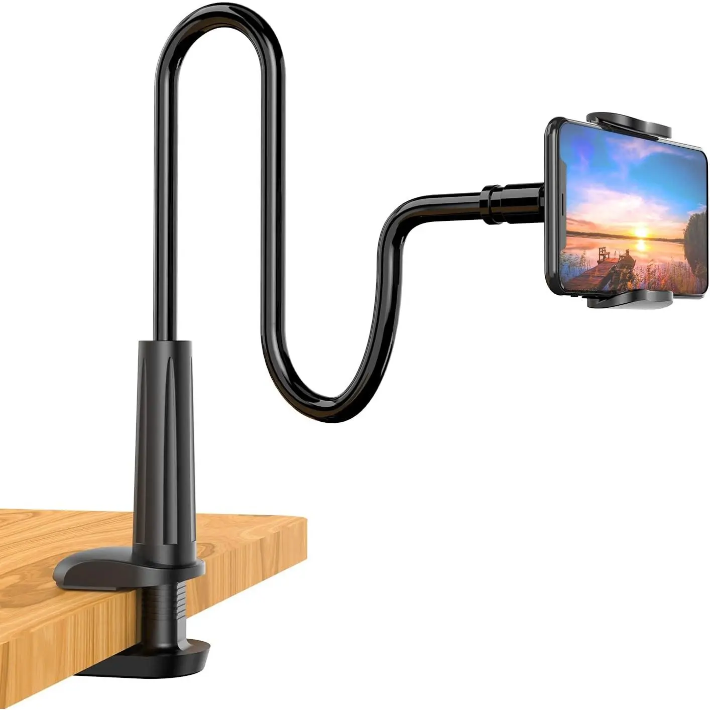 Phone Holder Bed Gooseneck Mount - Flexible Arm 360 Mount Clip Adjustable Bracket Clamp Stand Compatible with Cell Phone 11 Pro XS Max XR X 8 7 6 Plus 5 4,  S10 S9 S8 for Bedroom Desk, Accessories, Smartphone, Alloy