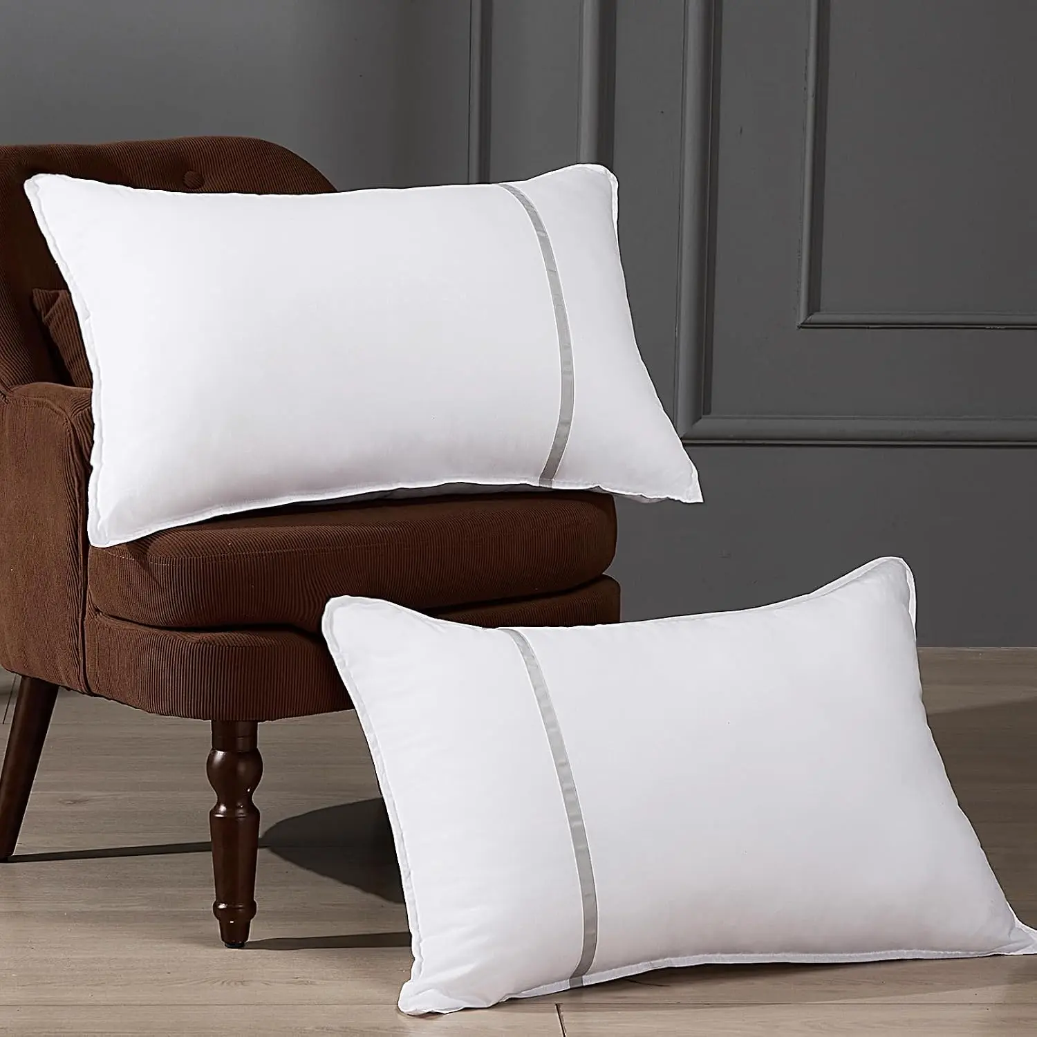 Bed Pillows Standard Size Set of 2, Medium Firm Hotel Pillows for Sleeping, Cooling Pillows for Side &  Sleepers, Down Alternative Filling, 20 x 26 Inches