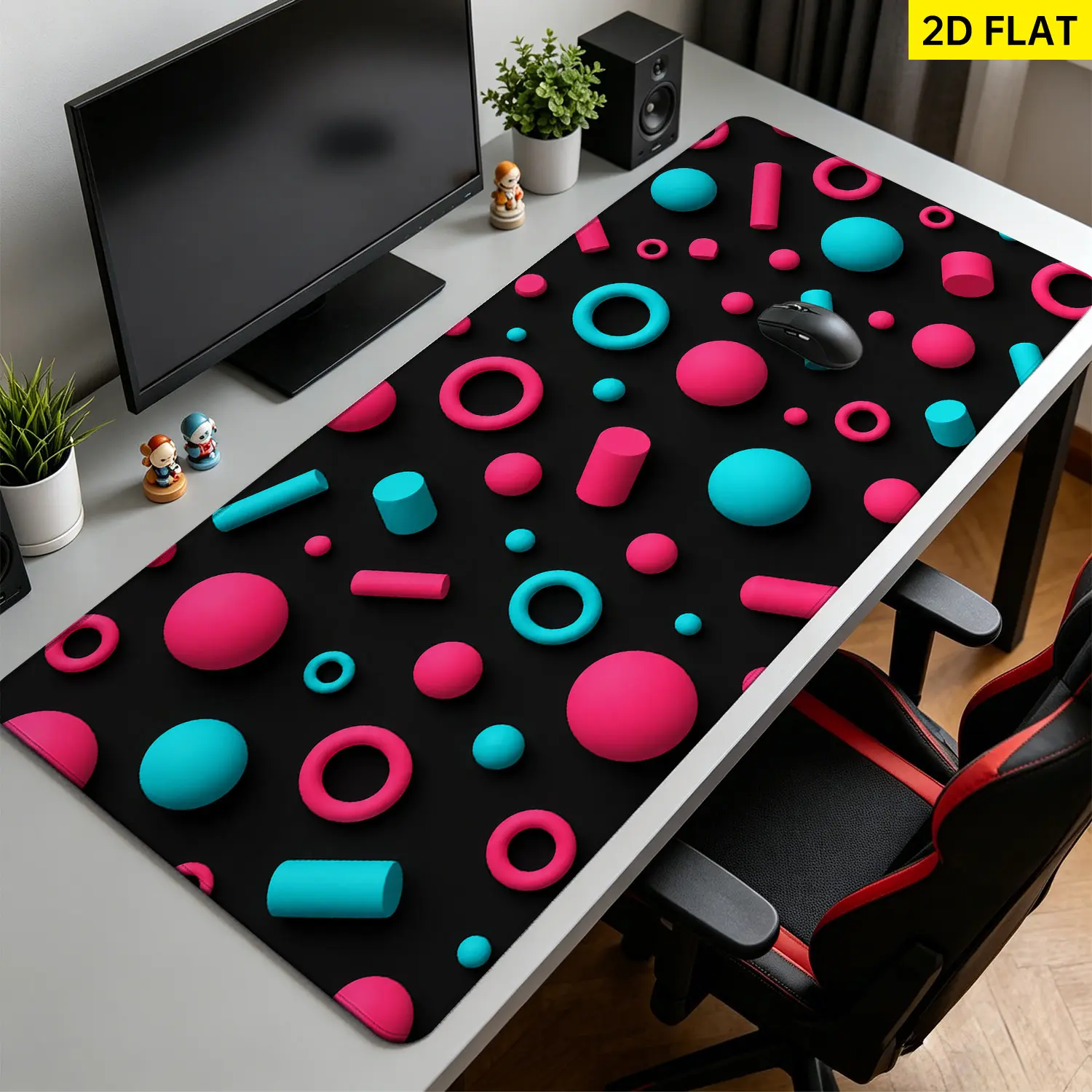 Extra Large 3D abstract geometric shape pattern Mouse Pad,Non Slip Rubber Pad,Desktop Decoration Drotection Pad,Washable,Lock Edge Multi Size,Premium Multipurpose Mousepad For Office,Gaming Desk,Gift for Family and Friends