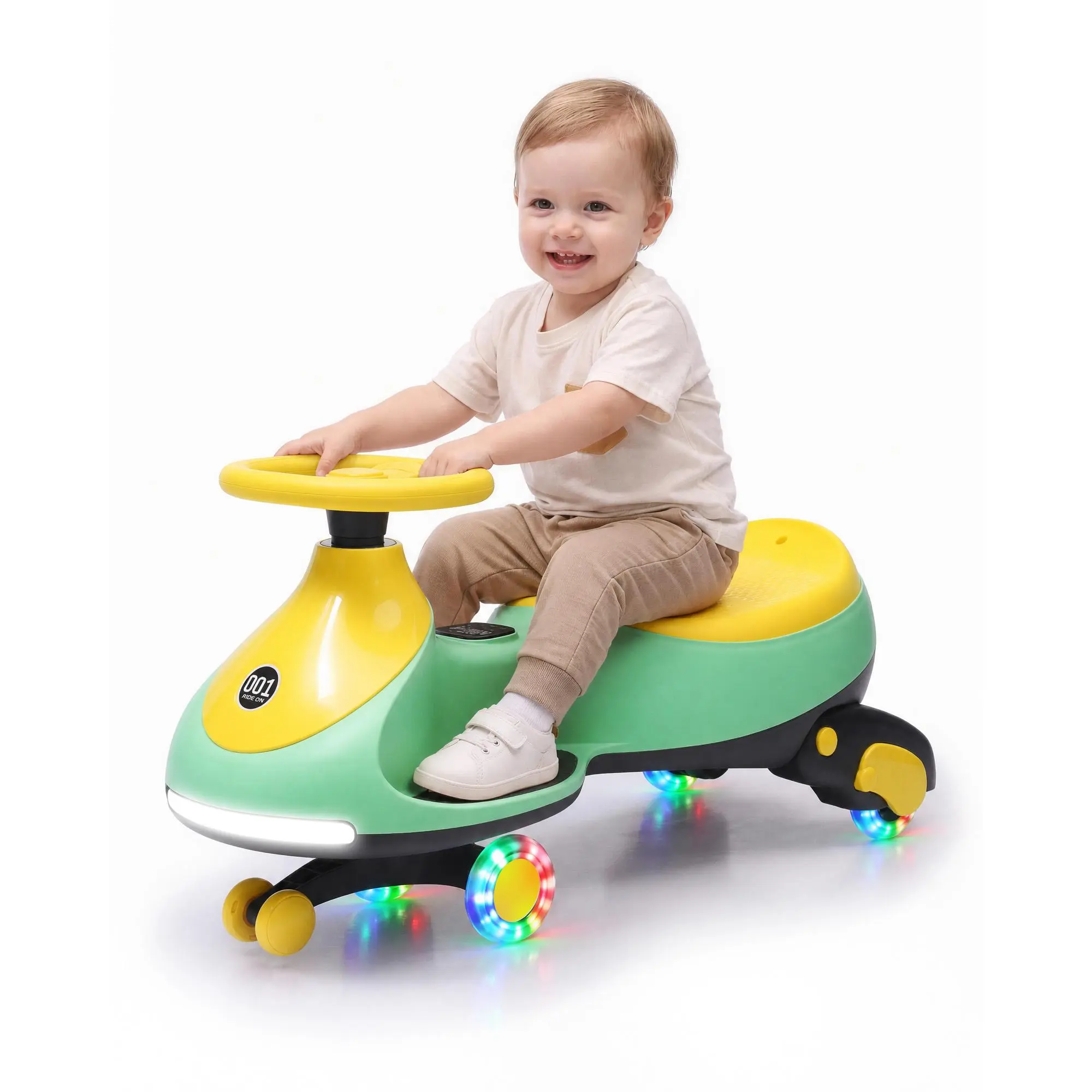 【BacktoSchool】Flash sale toy items 12V Rechargeable Electric Wiggle Car for 2.5 Years+ Toddlers, 2-in-1 PU Swing Car with Pedal, 360° Swivel Steering, Anti-Rollover, 3.5Mph Max Speed, Flashing Wheels, Music, Indoor-Outdoor Birthday Cool Gifts for Kids