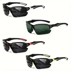 4-Pack Polarized Sports Sunglasses for Men - Polarization Sports Eyewear, UV Protection Wrap-Around Half-Frame Shades, Lightweight Non-Slip Temple for Cycling, Driving