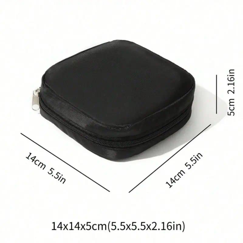 Portable Sanitary Pouch for Women, Cute Minimalist Pad Holder with Bow & Checkered Pattern, Multi-Compartment Organizer for Cosmetics Lipsticks, Travel-Friendly Versatile Makeup Bag, Available in Multiple Colors