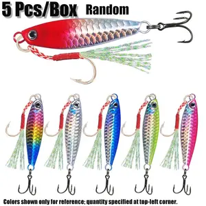 3D Fish Eye Metal Artificial Fishing Lure, 5 Pieces Per Box, Laser Gold Scales, 4 Weights 7g/10g/15g/20g, 6 Colors, Randomly Shipped, Saltwater & Freshwater Fishing