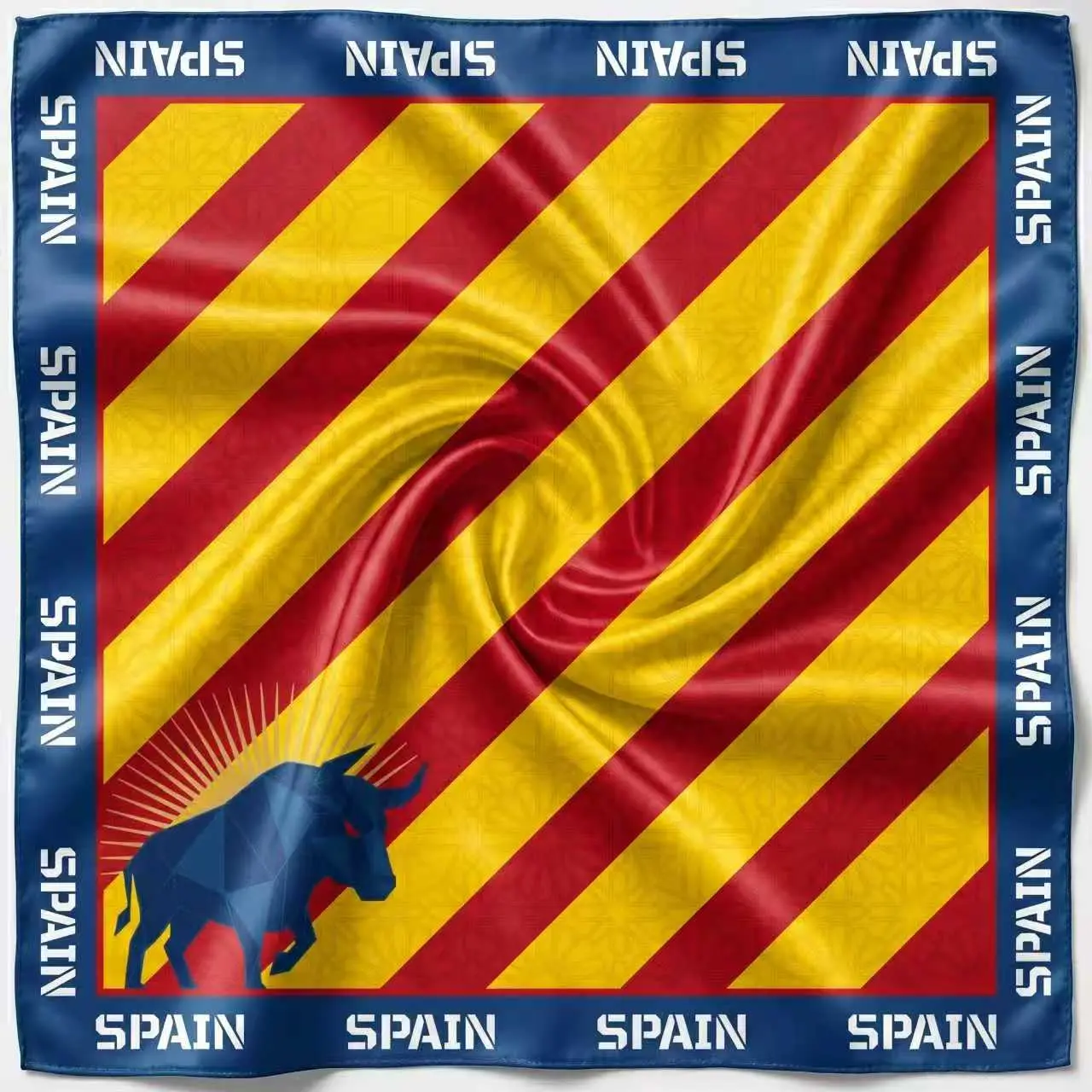 Women's Elegant Casual All-Seasons Cupro Stretch Satin Graphic Scarf - 48cm*48cm Spain Team Design, Fans' Accessory, Convertible to Tube Tops, Silk Scarf