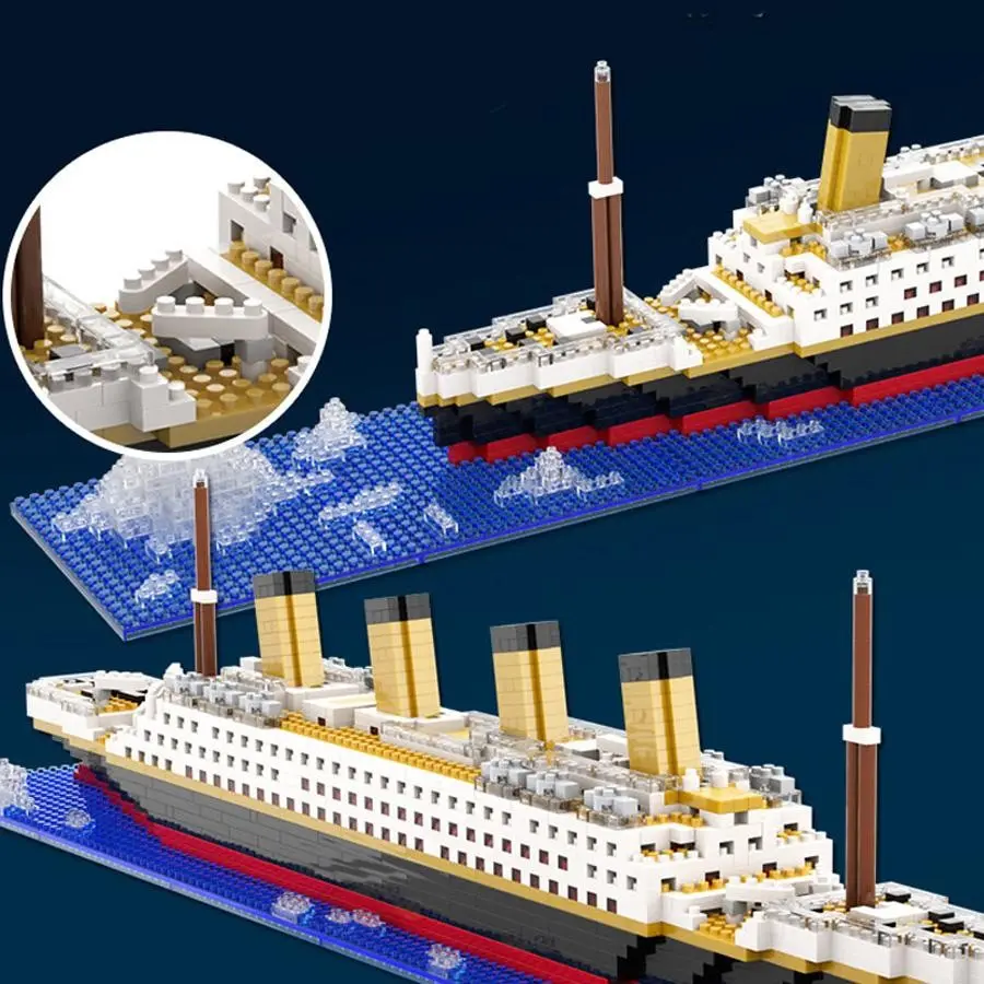 1 Set Titanic Cruise Ship Model, Classic Ocean Liner Building Bricks with Iceberg & Sea Display, STEM Educational Construction Toy for Kids Age 6+, Boys Girls Collectible, 2026 Hot Sale Deals