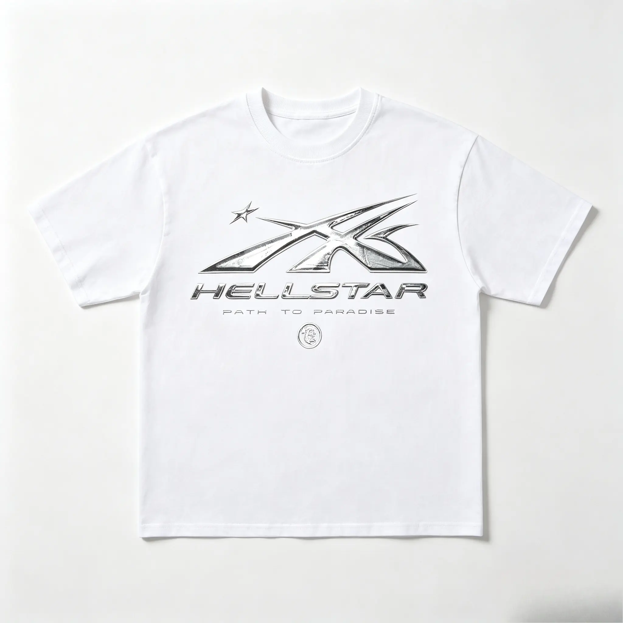Hellstar Path To Paradise Metal Logo Graphic Oversized Cotton T-Shirt, Streetwear Fashion Comfort Outfit, Trendy Gift For Him Her, Best Present For Friends Lover Family Holiday Gift