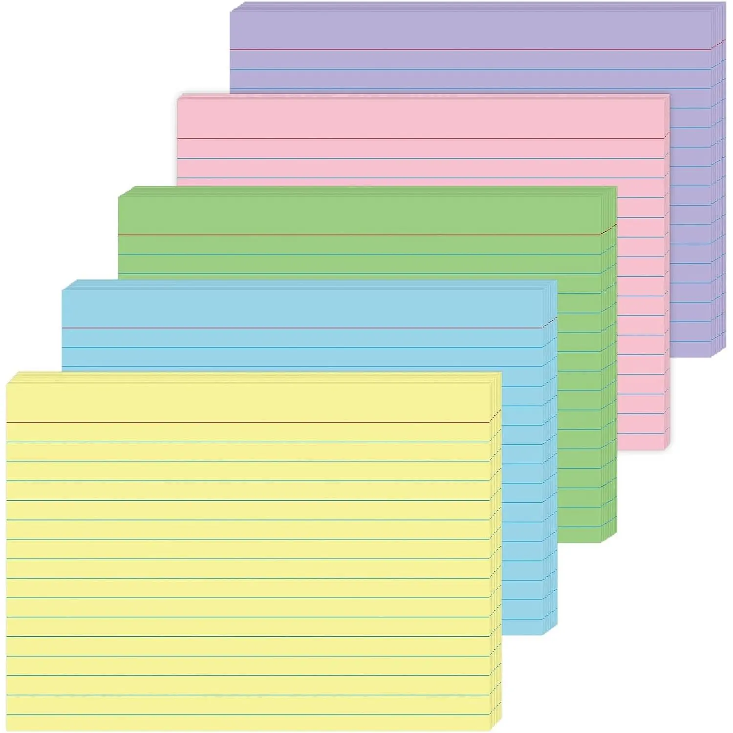Colored Index Cards 5x7 Inch - 50 Pack Ruled Flash Cards for Students, Office & Home, Durable Study Note Cards with Lines
