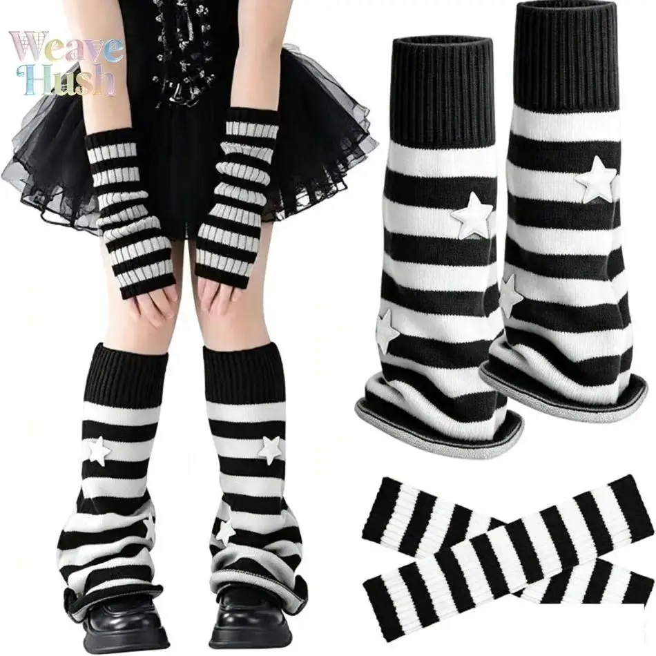 Y2K Leg Warmers and Star Arm Warmers for Women, Stretchy Retro Street Style Accessories for Dance, Festivals, Casual Outfits and Layered Looks
