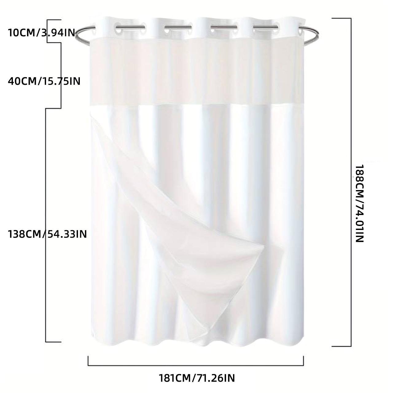 Double Layer Waterproof Decorative Shower Curtain, 1 Count Removable Shower Curtain with Snaps, Bathroom Supplies Shower Curtain, Shower Curtain Liner, Shower Essentials