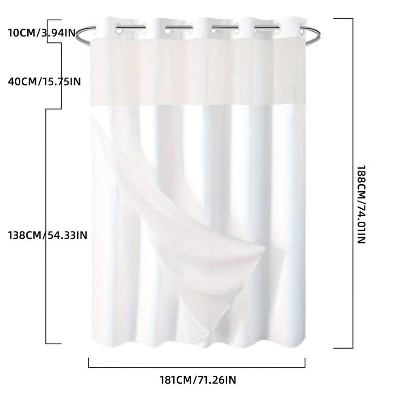 Double Layer Waterproof Shower Curtain, 1 Count Removable Shower Curtain with Snaps, Bathroom Supplies Shower Curtain