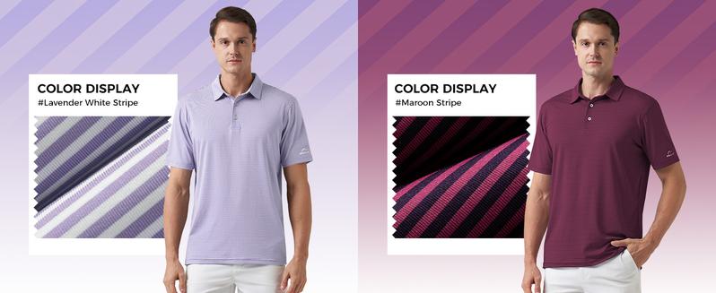 Willit Men's Golf Polo Shirts Short Sleeve Striped Performance Moisture Wicking