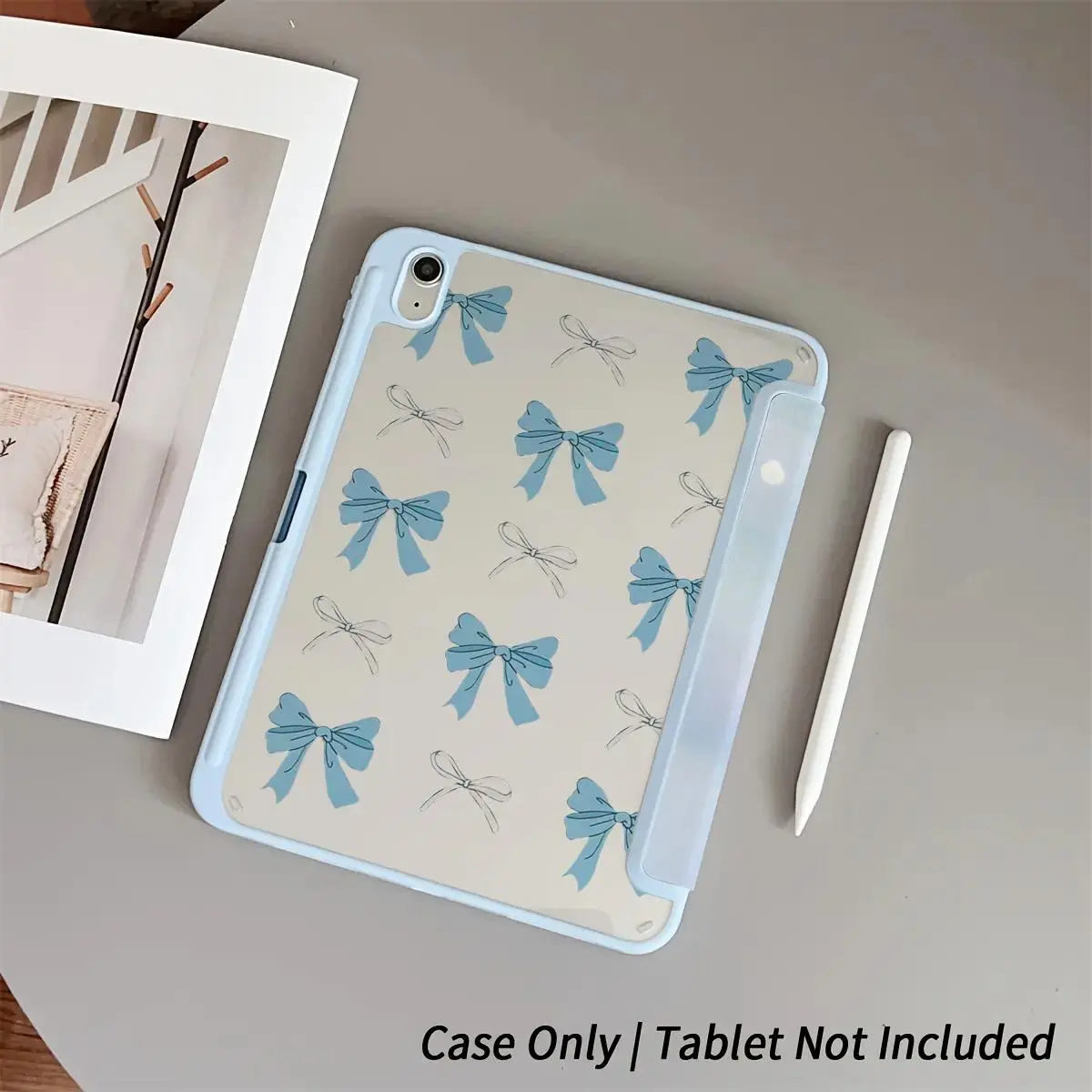 Minimal Bow Pattern Drop Resistant Tablet Case - iOS Tablet Accessory, Compatible with 2023 10.9in 10th Gen, 2024 11in Air/Pro, 2024 13in Pro, 2025 11th Gen iPads, Accessories, Durable