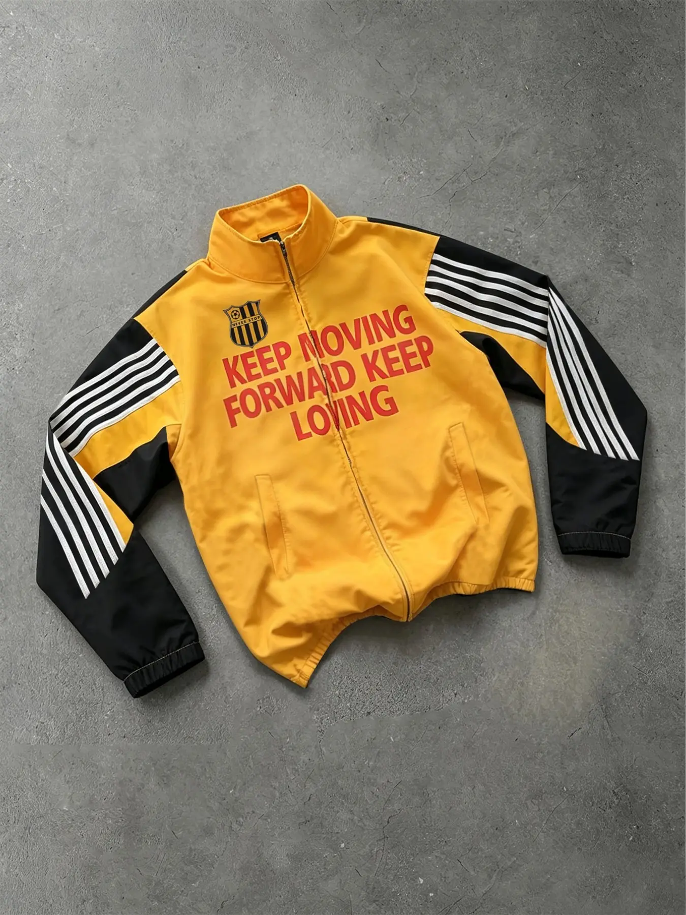 American Vintage Colorblock Stand Collar Sports Jacket, Streetwear Letter Print, Patchwork, Fall Winter Unisex Coat