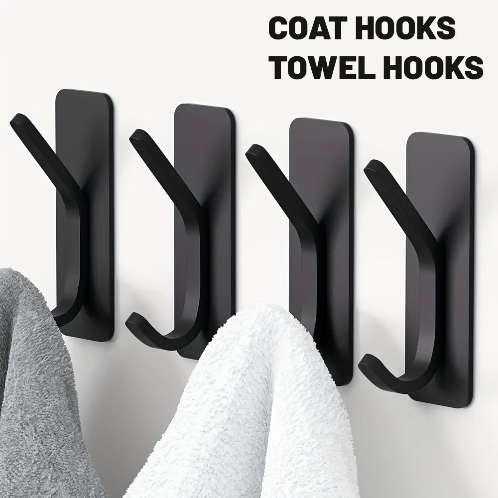 Household towel hooks and coat hooks, Modern towel hooks, two pieces per box, made of premium aluminum, waterproof, rust-proof and durable. Suitable for various scenarios, an essential household item